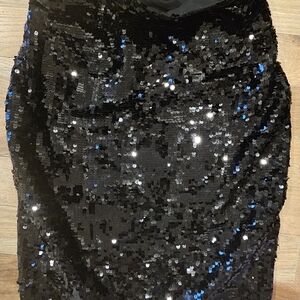 Express Black Sequin Pencil Skirt